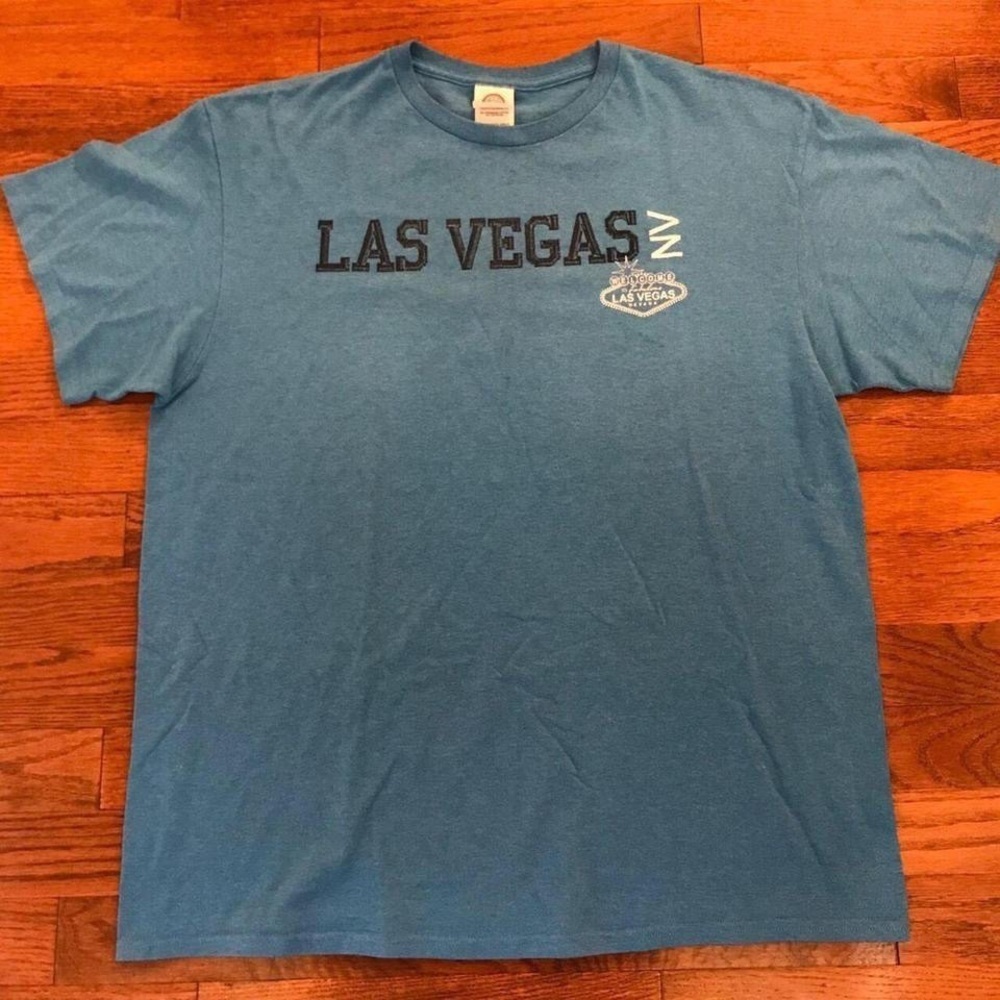 MID LATE 90S LAS VEGAS SUMMER SOUVENIR SHIRT BLUE